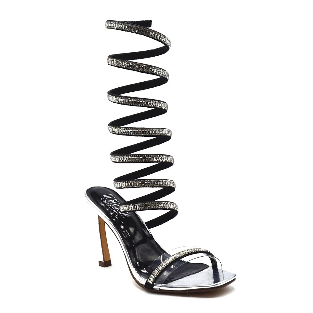 DeBlossom Kylie-1 Rhinestone Wrap Heeled Sandal